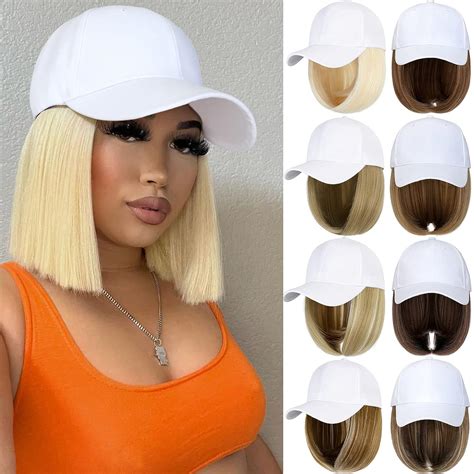 Amazon Qlenkay Baseball Cap With Hair Extensions Inch Straight