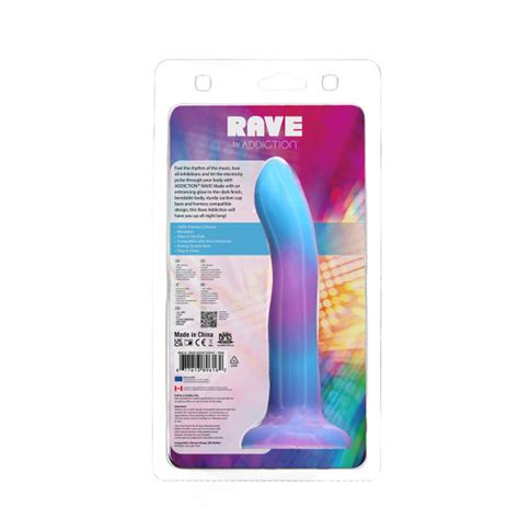 Addiction Rave Bendable 8 In Silicone Dildo Glow In The Dark Blue