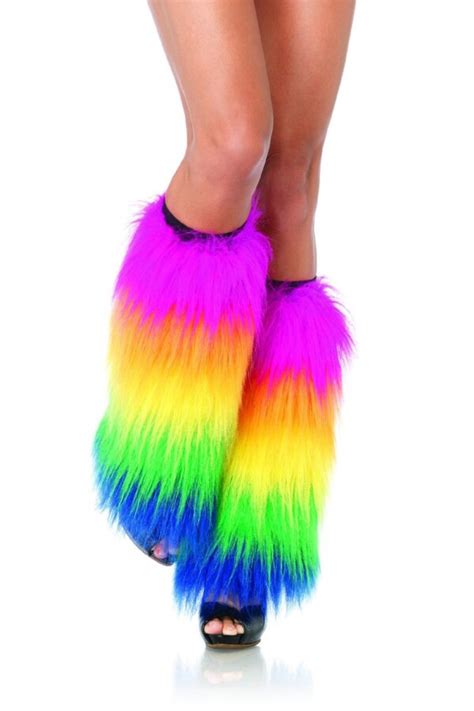 Rainbow Faux Fur Leg Warmers Women Of Edm