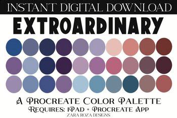 Extraordinary Procreate Color Palette 30 Swatches By Zara Roza