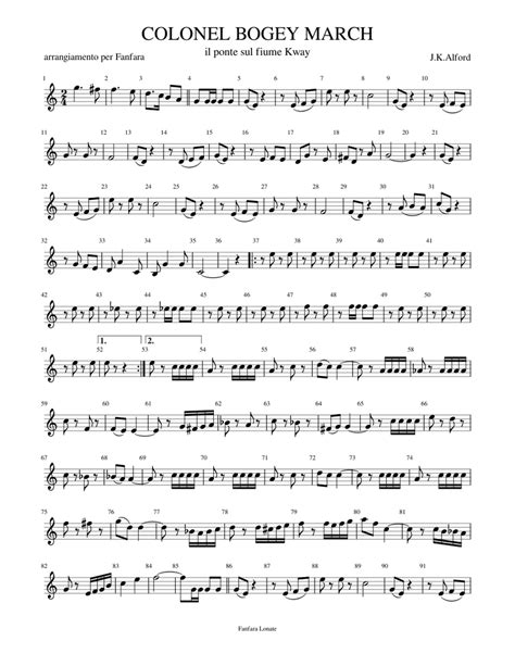 Colonel Bogey March Sheet Music For Piano Solo