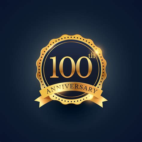 100th Anniversary Celebration Badge Label In Golden Color Download