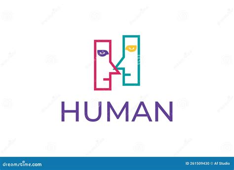 Geometric Initial Letter H For Human Face Talk Communication Logo