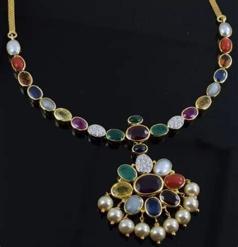 Elegant Navaratna Diamond Necklace At Rs Diamond Necklace In