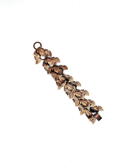 Vintage Copper Leaf Link Bracelet BELL Trading Post Vintage Solid