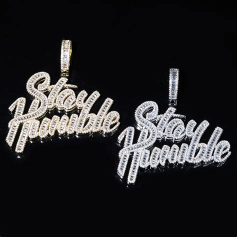 Iced Baguette Cut Stay Humble Pendant Helloice Jewelry