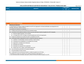 Formato De Evaluacion Del Sgstt Iso Ppt