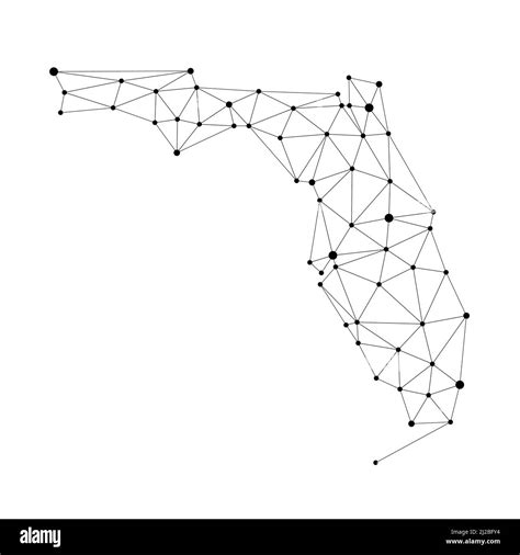 Florida Polygonal Map Abstract Geometric Connected Dots Vector Map