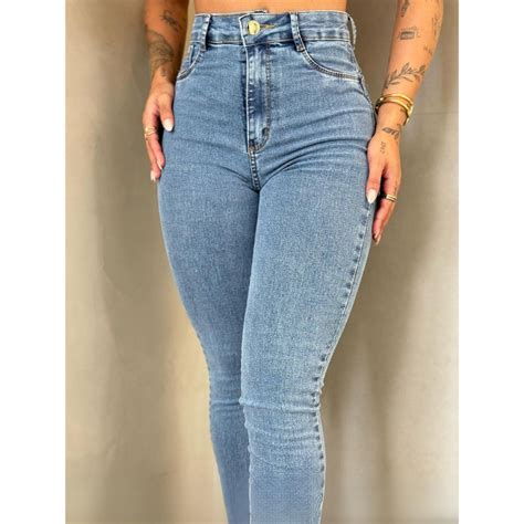 Calça Skinny Jeans Feminina Básica Com Lycra Cintura Alta Corte Empina Bumbum Moda Shopee Brasil