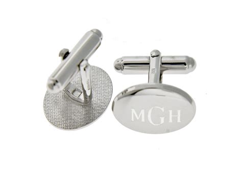 Sterling Silver Oval Cufflinks Cuff Links Engraved Personalized Monogr ...