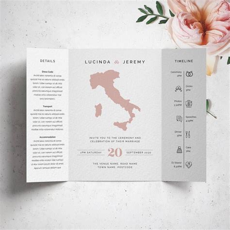 Destination Italy Wedding Invitations Folded Gatefold Invitation