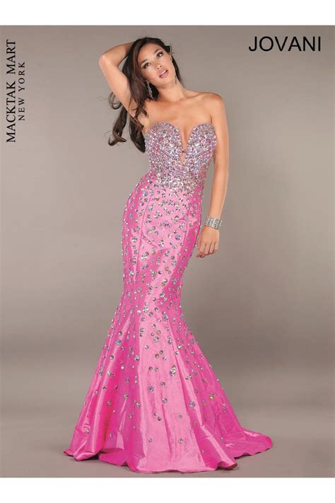 Jovani Prom Dress 944 Mermaid Style With Crystals Strapless Pink