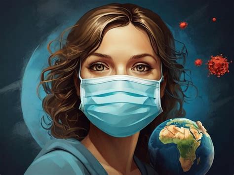 Premium Photo Earth With Medical Mask Coronavirus Illustration