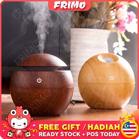 Ready Stock💝frimo Wood Round Ultrasonic Humidifier Aromatherapy