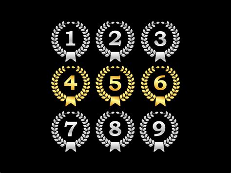 Numbers Badge Silver And Gold Vector Graphic By Shikatso · Creative Fabrica