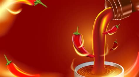 Premium Vector Chilli Hot Sauce Product Ads And Chili Peppers In Fire