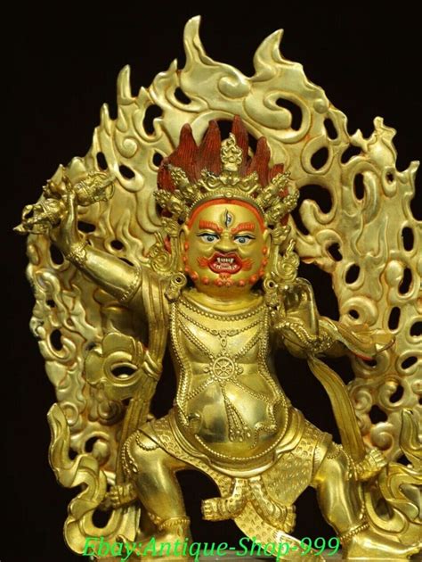 Old Tibet Buddhism Copper Painting Gilt Mahakala Wrathful Deity