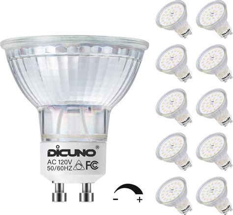 Dicuno Gu10 Led Bulb Dimmable Daylight White 5000k 60w Equivalent