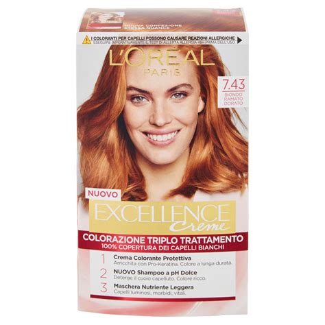 Loréal Paris Excellence Crema Colorante Triplo Trattamento Avanzato 743 Biondo Ramato Dorato