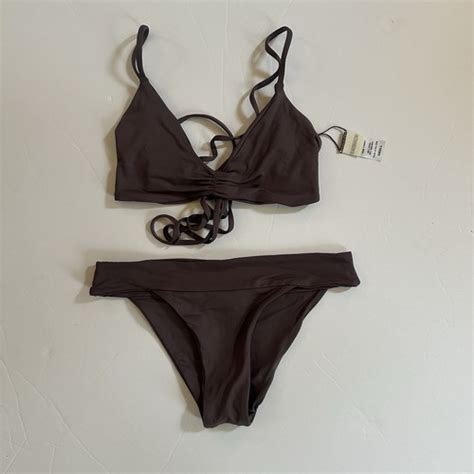 L Space NEW Dark Purple Eggplant Bralette Bikini Set Size Small EBay