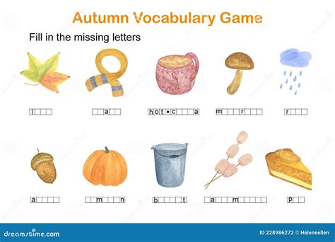 Rellene Las Letras Que Faltan Juego De Vocabulario Ingl S Oto O Para