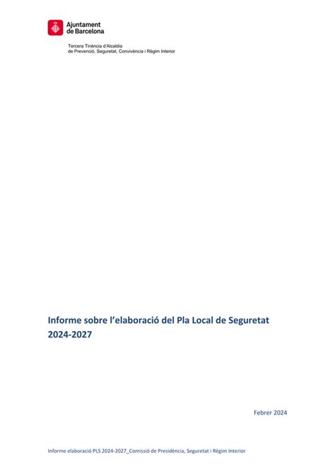 Presid Ncia Informe Elaboraci Pla Local Seguretat Pdf