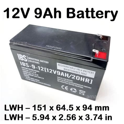 Ups Battery 12v 9ah 20hr 12 Volts 9 Ampere Rechargeable Valve Regulated Lead Acid Vrla Battery