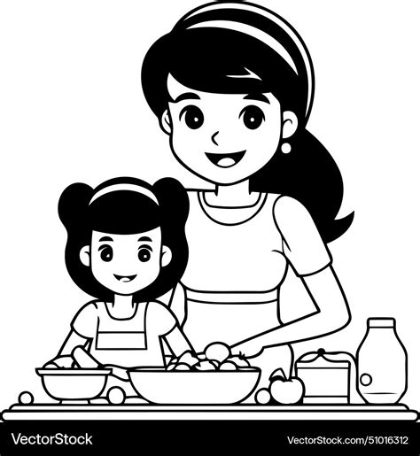 Mother And Daughter Cooking Together Royalty Free Vector