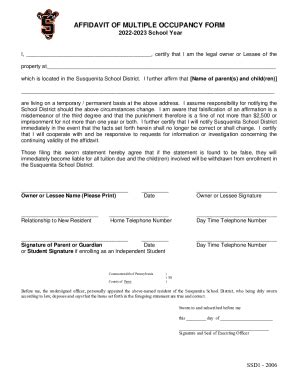 Fillable Online AFFIDAVIT OF MULTIPLE OCCUPANCY FORM Fax Email Print