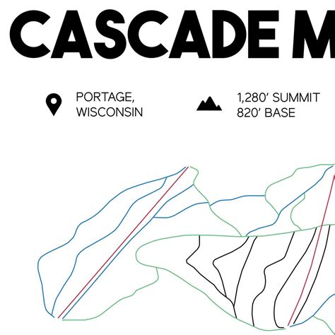 Cascade Mountain Printable Ski Map 16x20 Cascade Mountain - Etsy