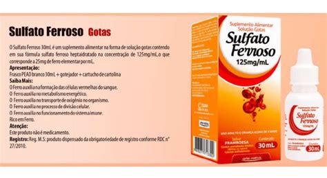 Sulfato Ferroso Liquido 125mg 30ml Suplemento Arte Native