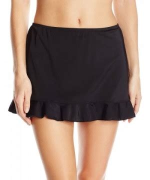 Women S Solid Fit Ur Hips Skirted Bikini Bottom With Flounce Black CR NZ JRO