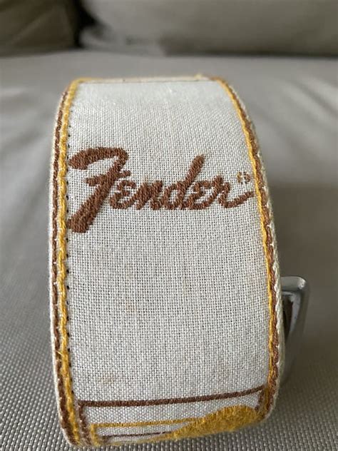 Vintage Usa Fender Strap 1970s White Yellow Reverb