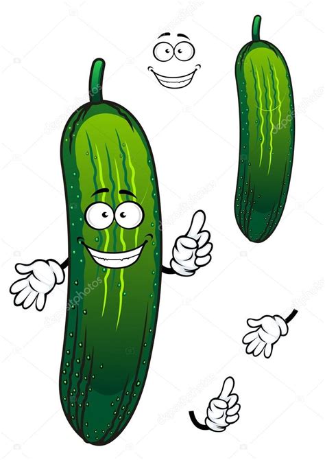 Dibujos Animados Divertido Verde Pepino Vegetal Vector Gr Fico