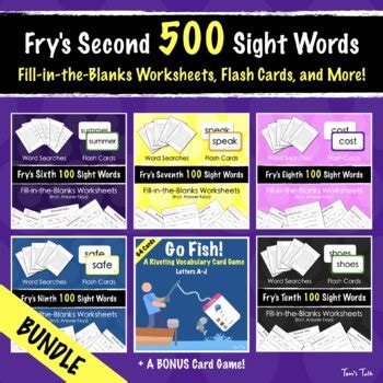 Fry S Second Sight Words Fill In The Blanks Worksheets More