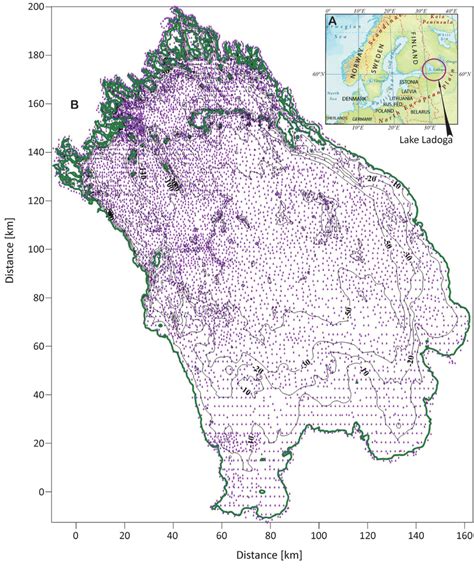 Position Of Lake Ladoga In Geographical Coordinates A Bathymetric