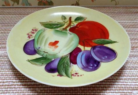 Vintage Hand painted Kitchen Décor Plate With Fruit It is Nicely