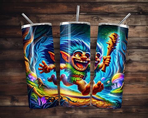 Fantasy Troll Skinny Tumbler Wrap 20oz Instant Digital Download Sublimation Design Mystical