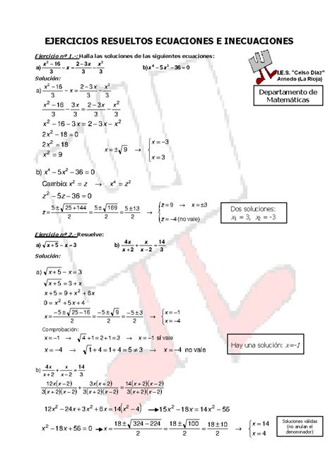 Ecuacic 3b3n Inecuacic 3b3n Sol2 EJERCICIOS RESUELTOS ECUACIONES E