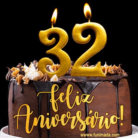 Feliz Aniversário De 32 Anos Lindo Bolo De Feliz Aniversário