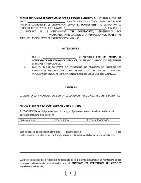 Formato De Adendum De Contrato Image To U