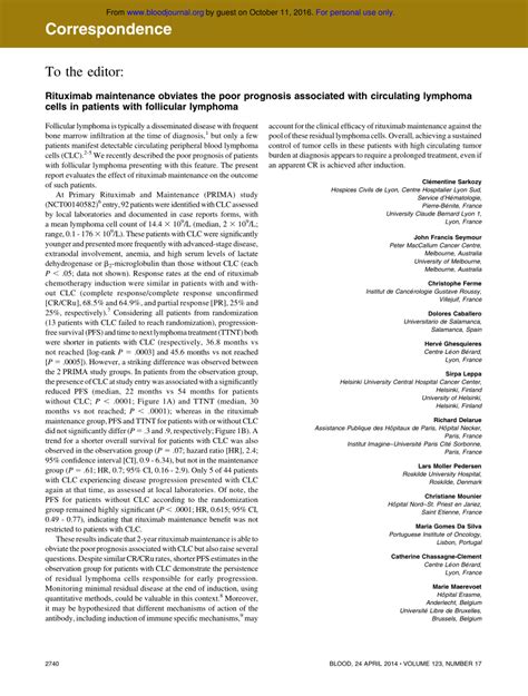 (PDF) Rituximab maintenance obviates the poor prognosis associated with circulating lymphoma ...