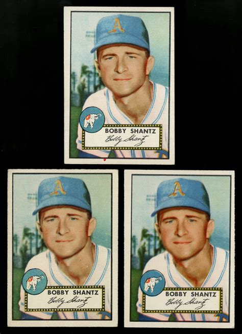 1952 TOPPS 219 BOBBY SHANTZ THREE 3 VARIATIONS PHILADELPHIA