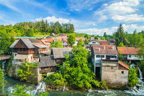 Beautiful Village Of Rastoke On Korana River Near Slunj Croatia Rural