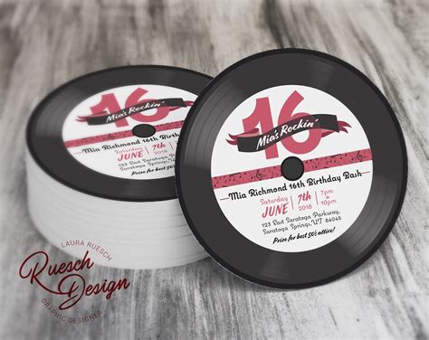 Excited To Share This Item From My Etsy Shop Birthday Invitation Vinyl Record Retro 50 S V