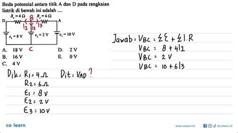 Beda Potensial Antara Titik A Dan D Pada Rangkaian Listrik Di Bawah Ini Adalah Youtube