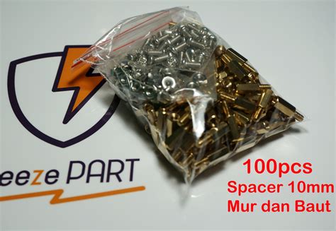 100PCS Spiser Spacer 10mm 1cm Kaki PCB Kuningan M3 Hexagonal M3x10 6