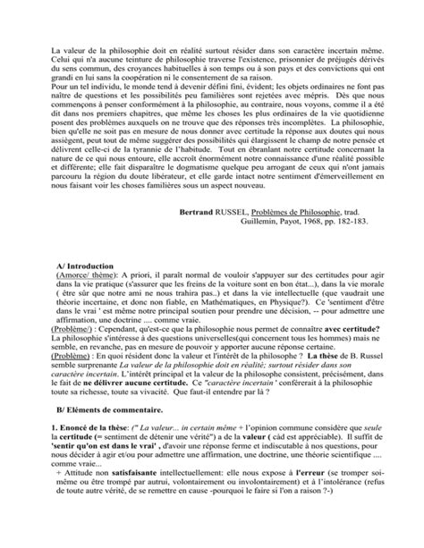 Texte Sur La Philosophie Tiré Des Problèmes De Philosophie