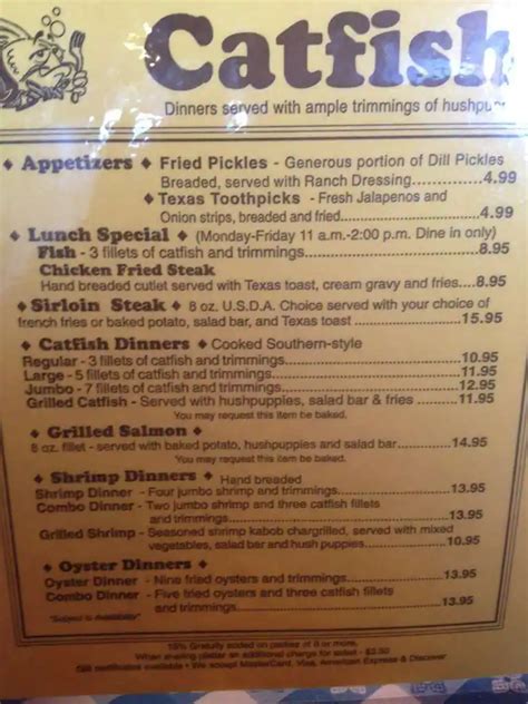 Menu At Catfish Oharlies Restaurant Decatur