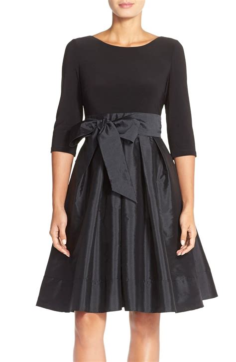 Adrianna Papell Bow Taffeta Fit Flare Dress Nordstromrack Black